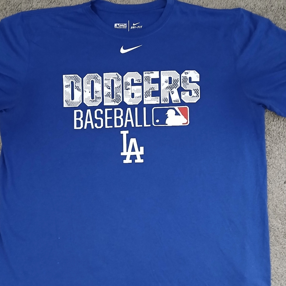 Nike Dri-Fit Mens Blue Los Angeles Dodgers Baseball Tee Shirt Size XL - Picture 2 of 7